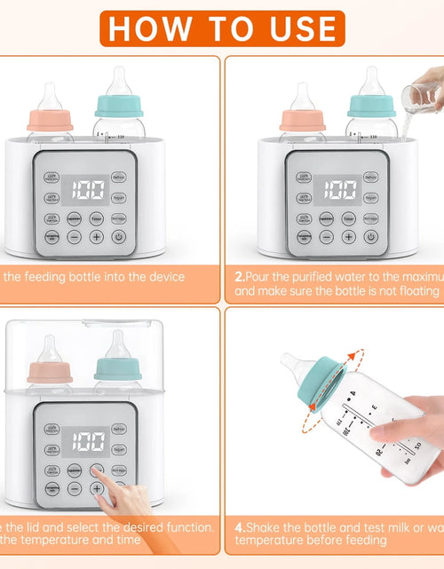 Load image into Gallery viewer, Baby , 9-In-1 Portable  with LCD Display, Double Bottles Fast Milk Warmer, White

