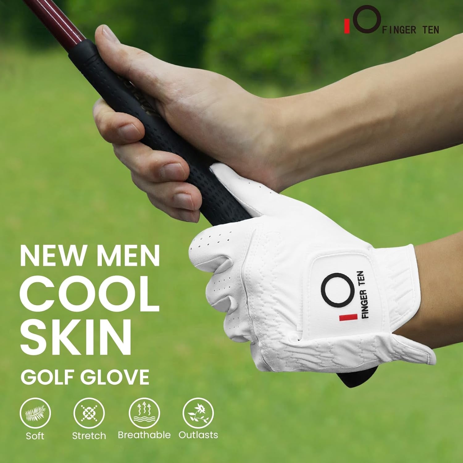 Golf Gloves Men Left Hand Rain Grip Value 3 Pack, All Weather Durable Grip Size Small Medium Large XL White Black Blue Red Brown