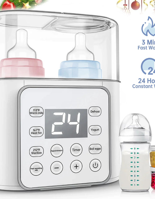 Load image into Gallery viewer, Baby , 9-In-1 Portable  with LCD Display, Double Bottles Fast Milk Warmer, White
