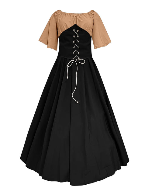Load image into Gallery viewer, Womens Renaissance Faire Dresses Medieval Irish Traditional plus Size Dresses Ruffle over Dress Corset Retro Cosplay Gown
