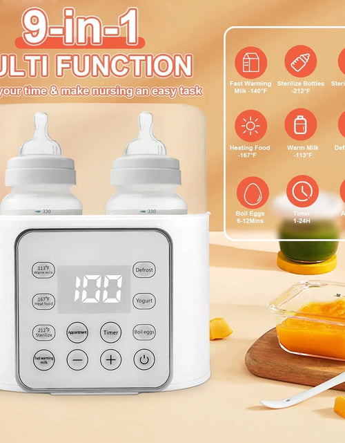 Load image into Gallery viewer, Baby , 9-In-1 Portable  with LCD Display, Double Bottles Fast Milk Warmer, White
