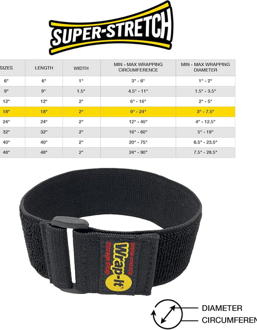 Load image into Gallery viewer, Super-Stretch  Straps, 18" (6 Pack) - Elastic Hook and Loop Cinch Straps - Extension Cord Organizer, Hose and Cables Straps, Cord Wrap, Cord Keeper, Garage and RV Storage Accessories
