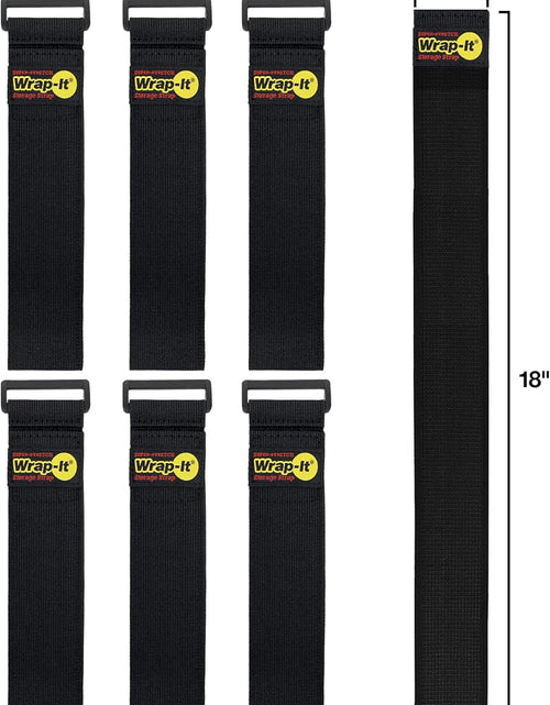 Load image into Gallery viewer, Super-Stretch  Straps, 18" (6 Pack) - Elastic Hook and Loop Cinch Straps - Extension Cord Organizer, Hose and Cables Straps, Cord Wrap, Cord Keeper, Garage and RV Storage Accessories
