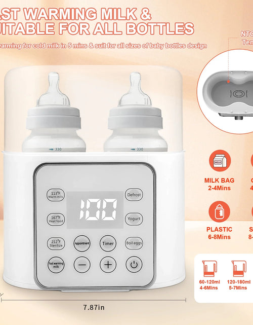 Load image into Gallery viewer, Baby , 9-In-1 Portable  with LCD Display, Double Bottles Fast Milk Warmer, White
